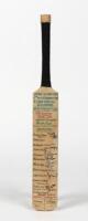 PAKISTAN & INDIA: A miniature cricket bat signed the Pakistani and Indian cricket teams from the 2nd test at Gandhi Ground, Jalandhar. 1982