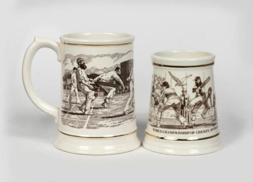 TANKARDS: Two Franklin porcelain tankards