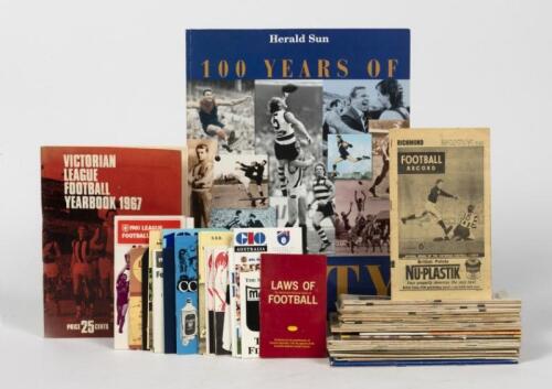 FOOTBALL RECORD: A collection of Football Records and The Football Recorders from the 1960's/1970's , together with a number of "Programmes of Matches" fixture booklets , a 1967 yearbook and "100 Years of Footy" from the Herald Sun