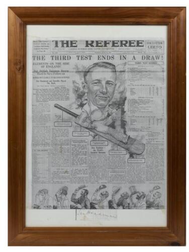 SIR DONALD BRADMAN: A facsimile copy of The Referee from 16th July 1930 with the headline "The Third Test Ends in a Draw"