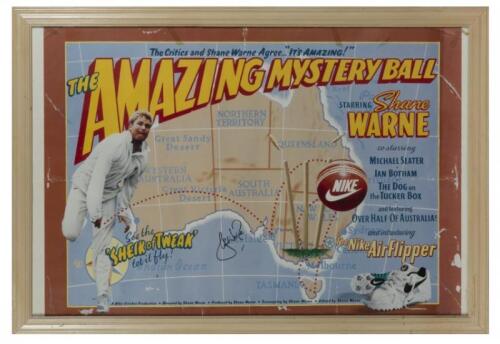 SHANE WARNE: A framed Nike advertising poster "The Amazing Mystery Ball" signed by Shane Warne