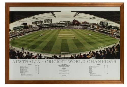 LORD'S: A framed poster "Australia - Cricket World Champions" celebrating the win over Pakistan at featuring at Lord's in 1999