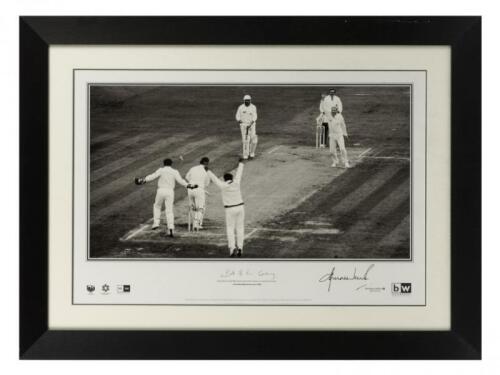 SHANE WARNE: A 'The Ball of the Century' photograph by Patrick Eagar, signed by Shane Warne, limited edition 201 of 500, framed and glazed, 58 x 78cm overall,&nbsp;accompanied with a COA from Legends Geniune&nbsp;Memoribilia