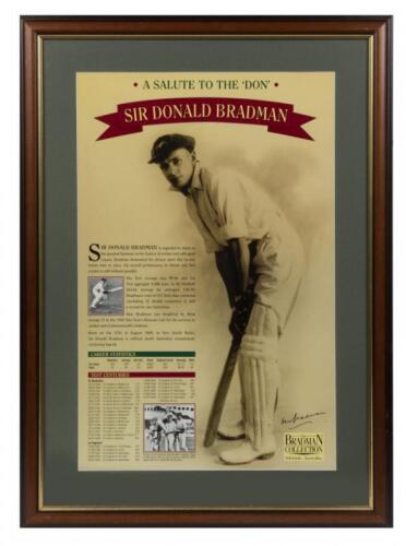 SIR DONALD BRADMAN: A frame 'A Salute to the Don' poster signed by Sir Donald Bradman