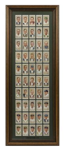 CIGARETTE CARDS: A complete window framed set of fifty 1934 John Player & Sons "Cricketers, 1934",