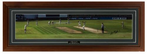GLENN MCGRATH: A panoramic photograph "400 Club" signed by Glenn McGrath , commemorating Glenn McGrath taking his 400th test match wicket , framed and glazed, 43 x 121cm overall, accompanied by a COA from Superstars and Legends and original reciept