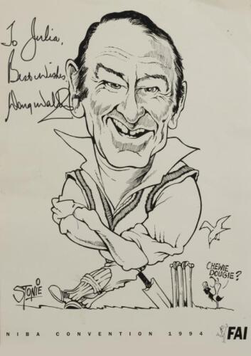 DOUG WALTERS: An autographed poster of a caricature of Doug Walters by Stonie from the NIBA Convention 1994, 56 x 108cm
