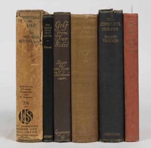 GOLF INSTRUCTION: A collection of linen bound hardback books relating to golf education and instruction, including 'THE BASIS OF THE GOLF SWING' by James Forrest, MB, published 1925 by Thomas Murby& Co, 60 pages