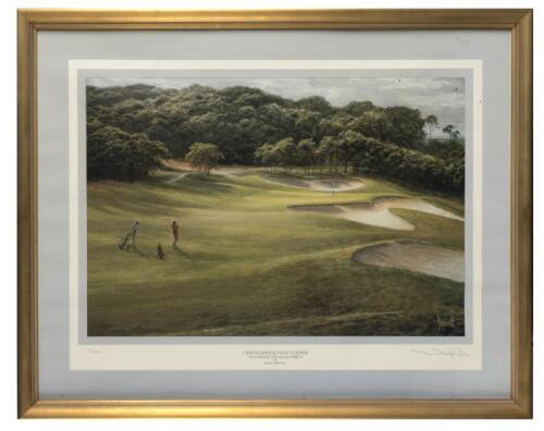 CAPE SCHANCK: A frame limited edition reproduction print of the 13th hole at Cape Schanck golf course by David Dipnall , editioned 17 of 500 and signed lower right by the artist, framed and glazed, 60 x 75cm overall