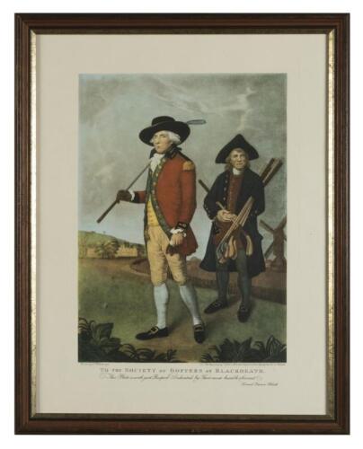 HISTORIC GOLFING: Two framed prints depicting historic golfers, framed and glazed, the largest 49 x 62cm