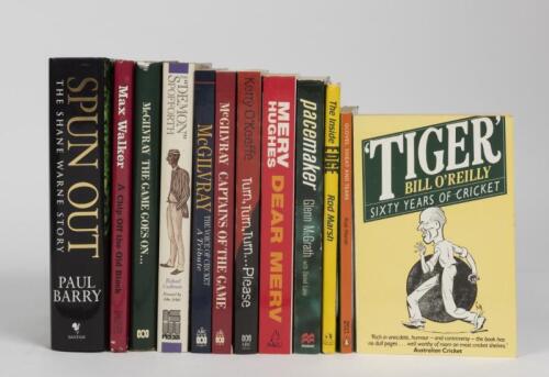 BOWLERS: A collection of twelve books relating to bowlers, including an autographed copy of 'TURN,TURN, TURN ... PLEASE' by Kerry O'Keeffe, published 2007 by ABC Book, 263 pages