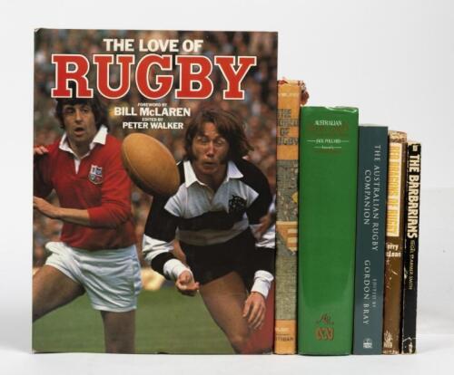 RUGBY: Six books relating to rugby, including 'THE AUSTRALIAN RUGBY COMPANION' edited by Gordon Bray, published 2002 by Penguin Books Australia, 418 pages
