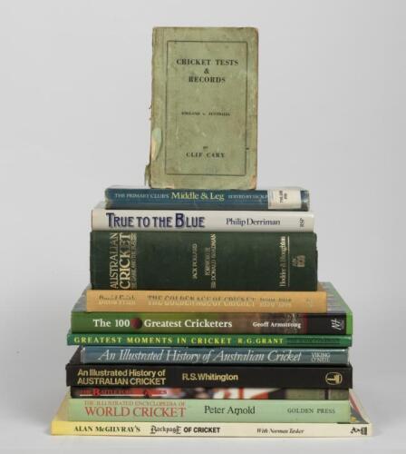 CRICKET HISTORY: A collection of cricket history and reference books, including 'AN ILLUSTRATRATED HISTORY OF AUSTRALIAN CRICKET' by R.S. Whitington, published 1987 by Penguin Books Australia, 191 pages