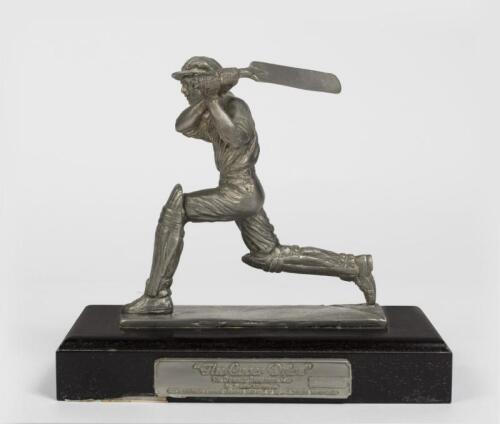 SIR DONALD BRADMAN: A pewter figure of Sir Donald Bradman 'THE COVER DRIVE' by Fredric Whitehouse with framed certificate of authenticity
