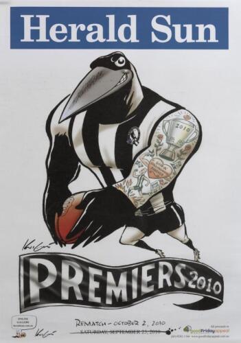 PREMIERSHIP POSTERS: A collection of Herald Sun premiership posters from years 2010, 2011, 2012, 2013, 2014, 2017, 2018 and 2018