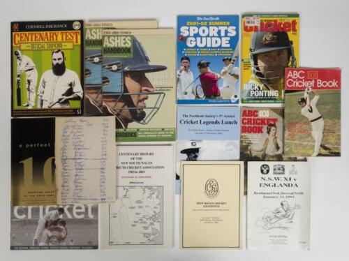CRICKET EPHEMERA: A collection of programmes, pamphlets and booklets, including 'CENTENARY TEST' Souvenir Booklet from 1980