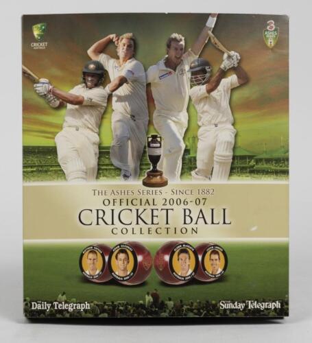 CRICKET BALL COLLECTION: A boxed set of Daily Telegraph Ashes Series 2006-2007 cricket ball collection