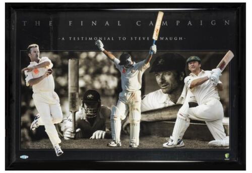 STEVE WAUGH: A commemorative print 'The Final Campaign' featuring Steve Waugh, framed and glazed, 76 x 107cm overall