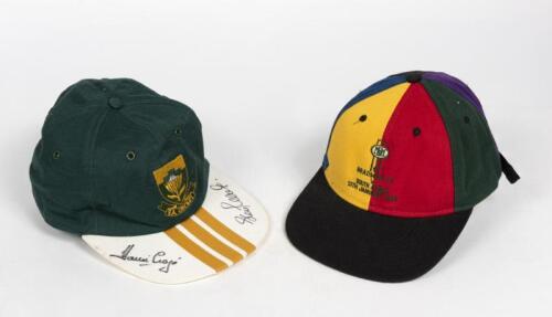 SOUTH AFRICA: A South African cricket cap signed by Shaun Pollock and Hansie Cronje
