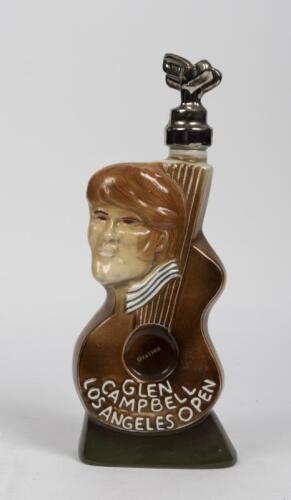 LOS ANGELES OPEN: A Jim Beam whiskey decanter modelled as GLENN Campbell and a guitar commemorating the Los Angeles Open golf tournament 1977 , 32cm high