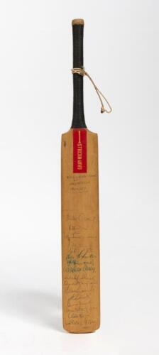 ENGLAND CRICKET: A miniature cricket bat signed by the English Test match team on tour in Australia 1986/87