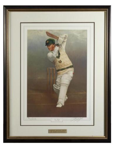 STEVE WAUGH: A limited edition print 'Steve Waugh' by d'Arcy Doyle, editioned 1212 of 1500 signed in pencil lower left by Steve Waugh an lower right by d'Arcy Doyle, framed and glazed, 92 x 72cm overall