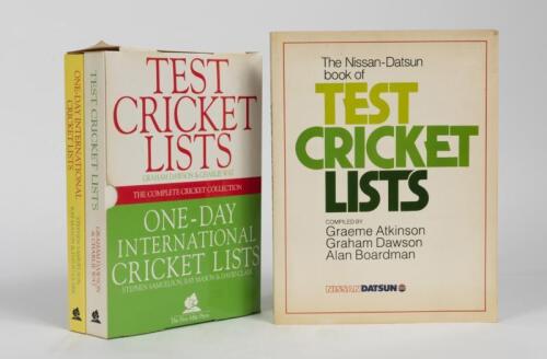 TEST CRICKET LISTS: Two soft cover books 'TEST CRICKET LISTS' and 'ONE-DAY INTERNATIONAL CRICKET LISTS'