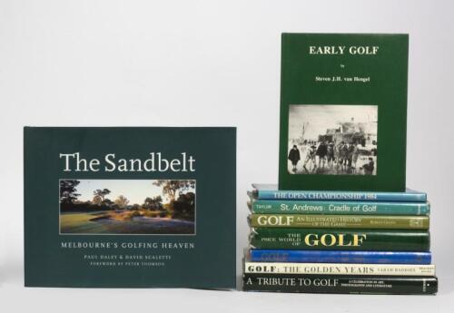GOLF HISTORY: A collection of large format hardback books on the history of golf, including 'GOLF AN ILLUSTRATED HISTORY OF THE GAME' by Robert Green, published 1988 by William Collins Sons & Co Ltd, 208 pages