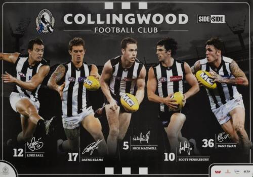 COLLINGWOOD: A Collingwood Football Club poster featuring Luke Ball, Dayne Beams, Nick Maxwell, Scott Pendlebury, Dane Swan , 48 x 68cm