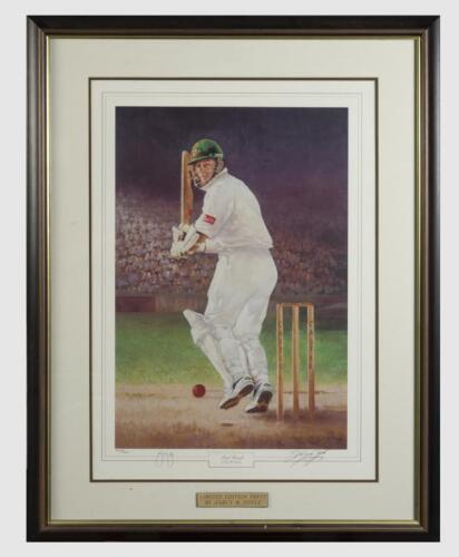 MARK WAUGH: A limited edition print 'Mark Waugh' by d'Arcy Doyle, editioned 1407 of 1500 signed in pencil lower left by Mark Waugh and lower right by d'Arcy Doyle, framed and glazed, 91 x 71cm overall