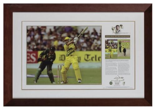 STEVE WAUGH: A framed signed poster of Steve Waugh "One Day at Headingley" commemorating his innings against South Africa in the Super Six stage of the 1999 World Cup , limited edition 75 of 350, bears certificate of authenticity verso, the frame 45 x 65c
