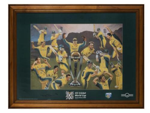 CRICKET WORLD CUP: A framed print "ICC Cricket World Cup South Africa 2003" limited edition - artists proof, the frame 65 x 69cm