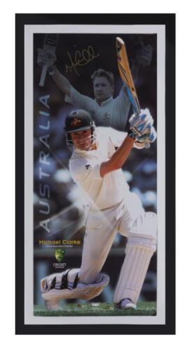 MICHAEL CLARKE: A framed print "Michael Clarke, Australian Test Cricketer" signed by Michael Clarke, limited edition of 250, bears certificate of authenticity verso, the frame 49.5 x 98cm