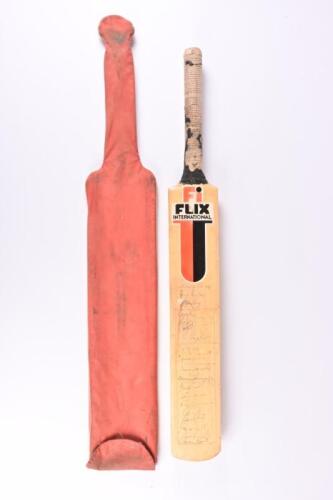 SIGNED CRICKET BAT: A Flix International cricket bat with multiple signatures including Ian Chappell, Barry Jarman, Brain Booth and Neil Hawke