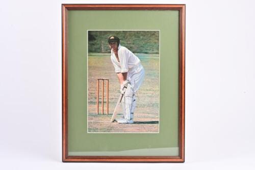IAN CHAPPELL: A framed autographed photograph of Ian Chappell at the crease, further signed verso, framed and glazed, 43 x 33.5 cm overall