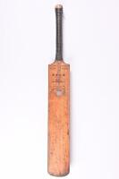 SIR DONALD BRADMAN AND SID BARNES: An R.M. Crockett & Son cricket bat with applied silver shield imprinted with "S.C.G. 1946 D.G.B" , NOTE: Donald Bradman (initials D.G.B.) and Sid Barnes each made 234 runs at the Sydney Cricket ground (S.C.G.) which in 1
