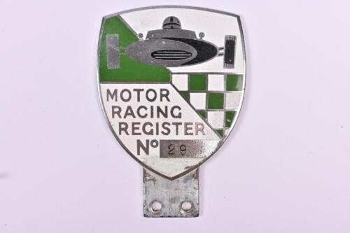 BADGE: An English 1950s/1960s Motor Racing Register badge by W. O Lewis Limited Birmingham. Numbered '29'