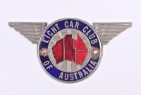 LIGHT CAR CLUB: A 'LIGHT CAR CLUB OF AUSTRALIA' car badge