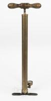 PUMP: An Edwardian timber handled and brass foot pump by Prima (Birmingham)
