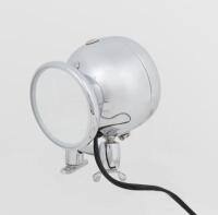 LAMP: An English Raydyot combined spot light with mirror, on ball and socket mounting bracket. 11.5cm wide, glass 9.5cm diameter - 2