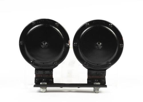 HORNS: A pair of 1940s NOS Lucas (New Alto) 12 volt two tone horns (HF 733-H & HF733_L)