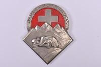 BADGE: A 1930s/1940s Swiss badge "Souvenir De La Suisse-Andenken An Die Schweiz" by Huguenin Locle