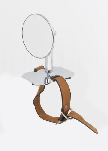 MIRROR: A spare wheel mount rear view mirror with leather strap