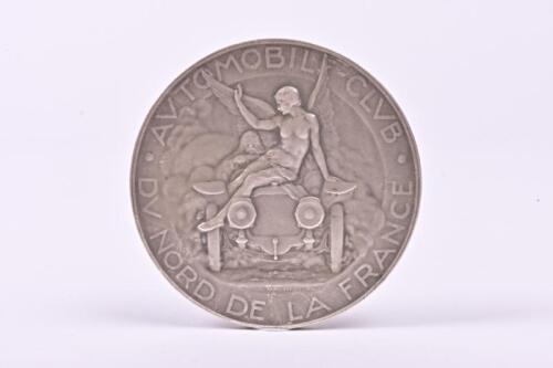 AUTOMOBILE CLUB DU NORD: A bronze 'AUTOMOBILE CLUB DU NORD DE LA FRANCE' bronze medallion by Raoul Bernard