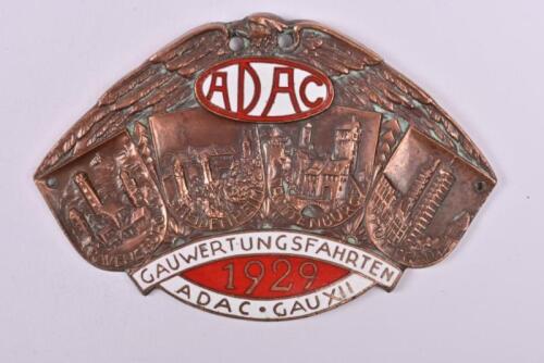 GERMAN: A 1929 German 'Allgemeiner Deutscher Automobil Club - GAUWERTUNGSFAHRTEN ADAC - GAUXII' bronze car club badge