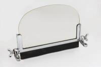 AERO SCREEN: A single windscreen, with base stamped 010084 L & R. Measures 22.5cm high x 41cm wide