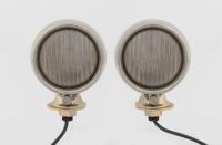 LAMPS: A pair of English NOS side lamps in brass and nickel plate, 9cm high x 5.5cm wide - 2