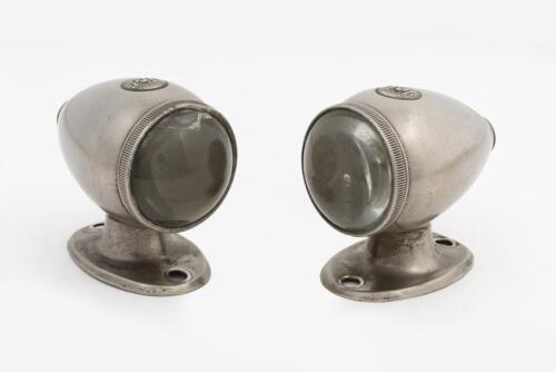 SIDE LAMPS: A pair of circa 1920s English side lamps by Powell & Hanmer (Birmingham)