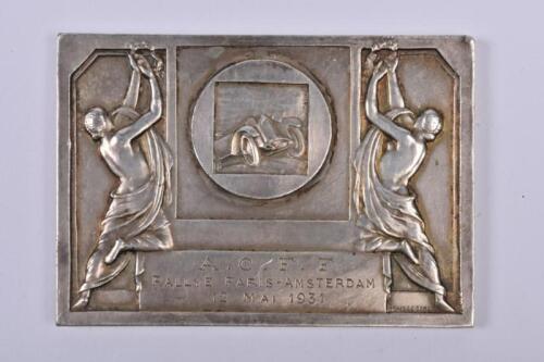 A.C.F.F: A Fraisse Demey Art-Deco 'A.C.F.F RALLYE PARIS-AMSTERDAM - 12 MAI 1931' plaque