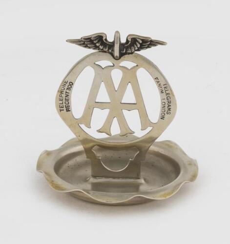 ASHTRAY: An AA members lounge ashtray in nickel plate on brass